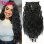 Long Waves Hair Extensions Synthetic Wig Hairpieces 7 PCS Wavy Curly Clip in Hair Extension Natural Fake Hair Piece Half Wig
