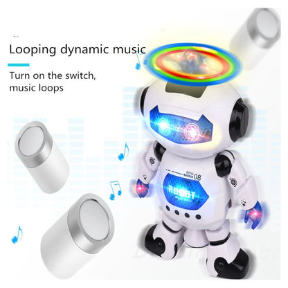 Robot Toy for Kids, Intelligent Electronic Walking Dancing Singing Robot Toys with 360° Body Spinning and Flashing Lights, Birthday Gift for Toddlers