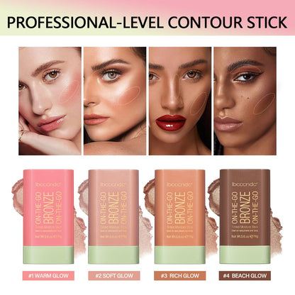 Cream Contour Stick,Versatile Bronzer Facial Contouring Stick,Long Lasting Highlighter Waterproof Facial Shaping,Buildable Highlight Contour Makeup Natural Radiant Look,03 Rich Glow