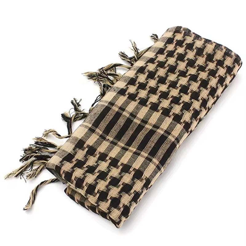 Unisex Lightweight Plaid Tassel Arab Desert Shemagh Keffiyeh Scarf Wrap Pashmina