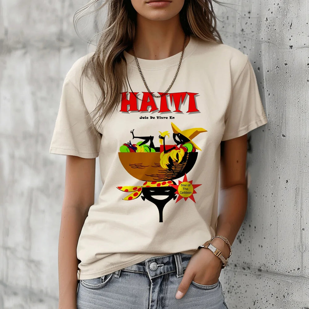 Haiti Tshirt Women Graphic Anime Streetwear T Shirt Female Y2K Harajuku Anime Clothing