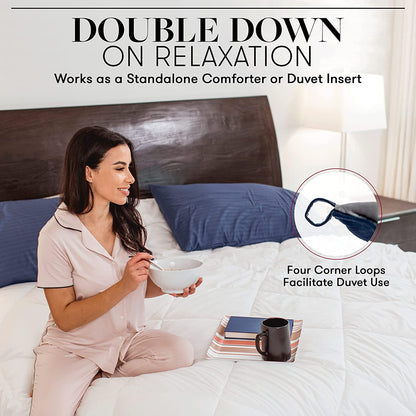 Beckham Hotel Collection Goose down Alternative Reversible Comforter - All Season - Premium Quality Luxury Hypoallergenic Comforter - Full/Queen - Grey/Black