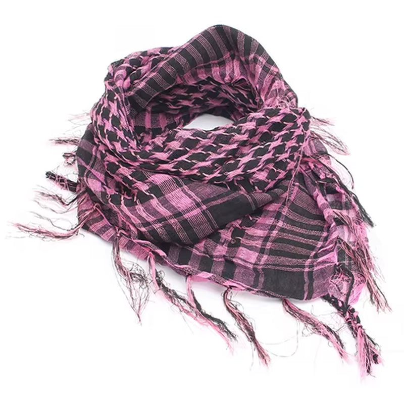 Unisex Lightweight Plaid Tassel Arab Desert Shemagh Keffiyeh Scarf Wrap Pashmina