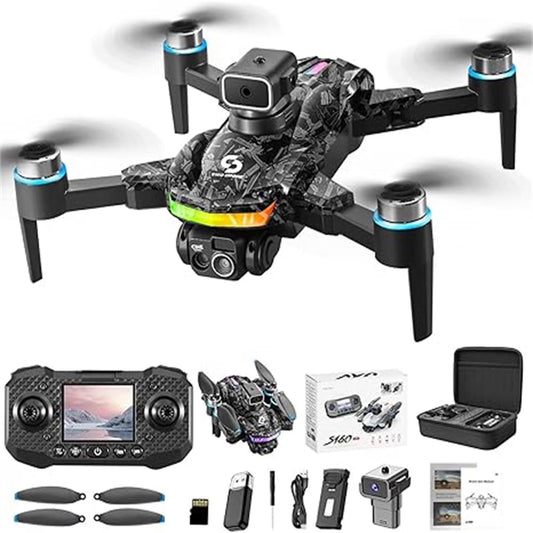 GPS Drones with Camera for Adults and Beginner 4K, FPV Drone New S160 Remote Control Folding Light Brushless Aircraft Intelligent Obstacle Avoidance HD Screen Aerial Drone