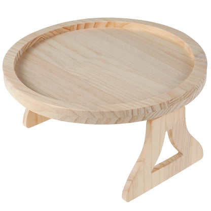 Sofa Arm Clip Table,Natural Pine Wood Sofa Side Tables round Foldable Sofa Armrest Clip-On Tray Table Couch Arm Rest Organizer
