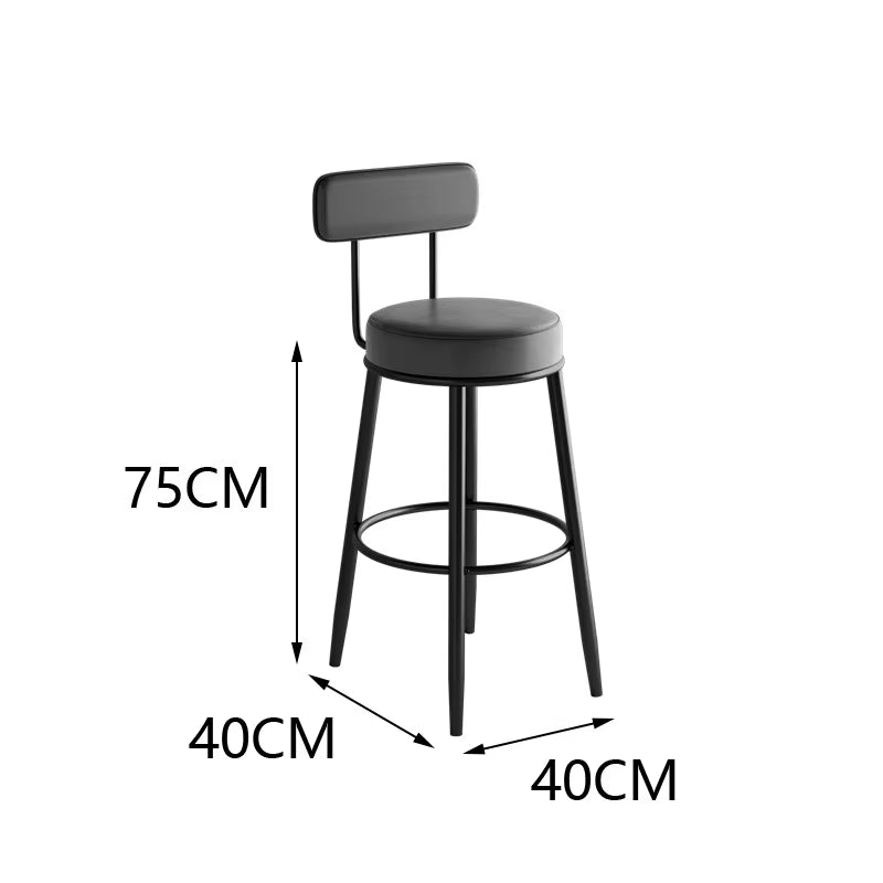 Modern Metal Bar Stools Luxury Black Leather Dining Room Chairs High-Quality Barstools Home Decoration Furniture for Living Room
