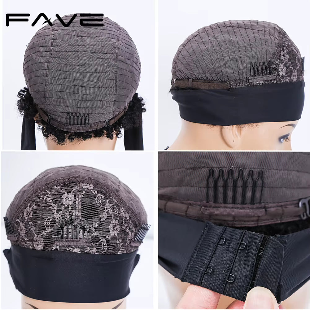 Headband Wig Afro Curly Scarf Wig Brazilian Remy Human Hair for African Women Turban Wrap-Wig Afro Puff Half Hair Up-Do Wig