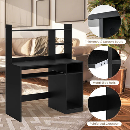 Computer Desk PC Laptop Study Table Bookcase Workstation Shelves&Keyboard Tray