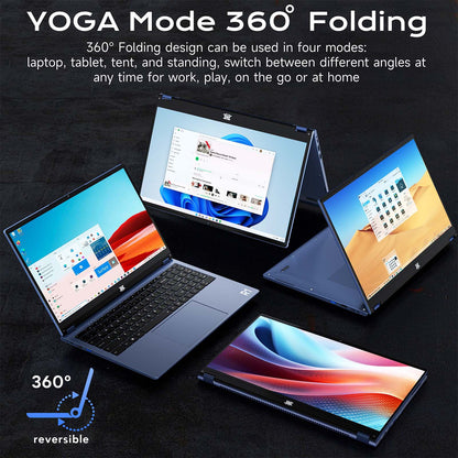 15.6In 2 in 1 Laptop Touchscreen 16GB DDR4 1TB SSD Tablet Computer with 6-Core 8-Thread Intel I3-1215U Processor, 360° Flip, FHD IPS