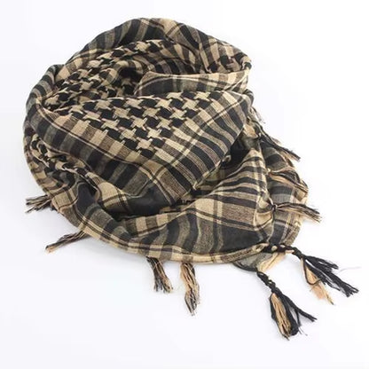 Unisex Lightweight Plaid Tassel Arab Desert Shemagh Keffiyeh Scarf Wrap Pashmina