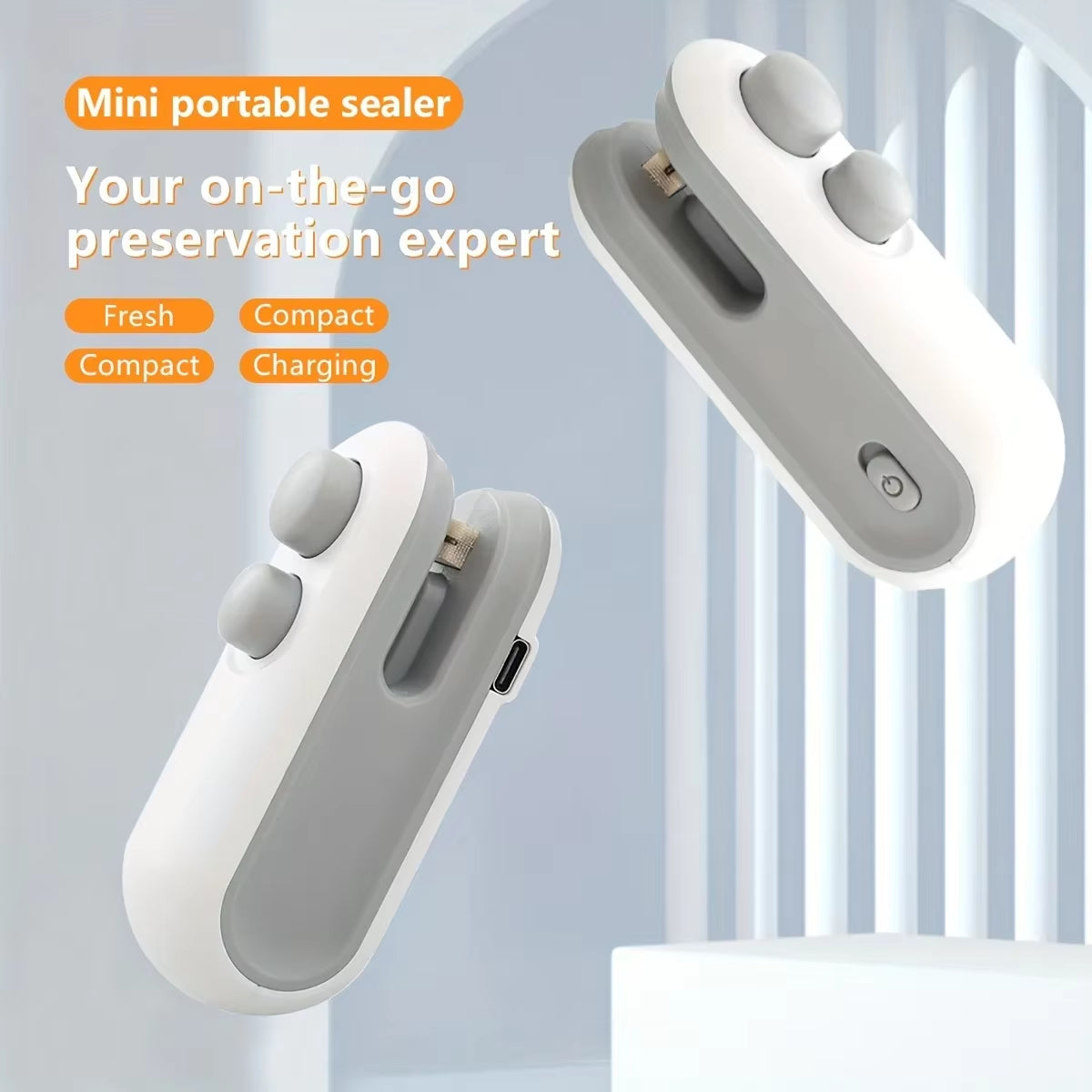 1 Mini Snack Bag Sealing Machine, USB Charging, Equipped with a Chip Cutter, Plastic Bag Resealing Machine to Keep Food Fresh,