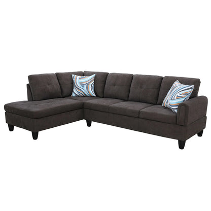 Sofa Set,Flannel Living Room Sofa Set,L-Shaped Sectional Sofa,2-Piece Couch Living Room,Dark Brown