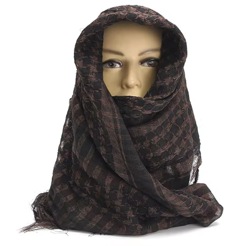 Unisex Lightweight Plaid Tassel Arab Desert Shemagh Keffiyeh Scarf Wrap Pashmina