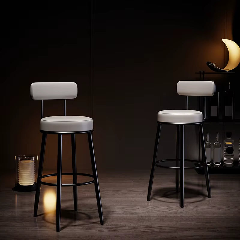 Modern Metal Bar Stools Luxury Black Leather Dining Room Chairs High-Quality Barstools Home Decoration Furniture for Living Room