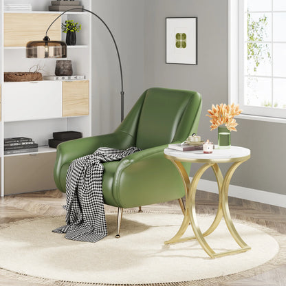 White Gold Side Table round End Table Modern Small Coffee Table Accent C Table Bedside Table