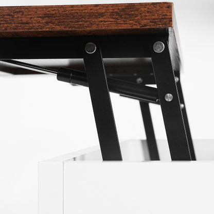 Coffee Table, Multi-Functional Lifting Dining Table Coffee Table, Living Room Home Table, Modern Coffee Table 90CM, Vintage White