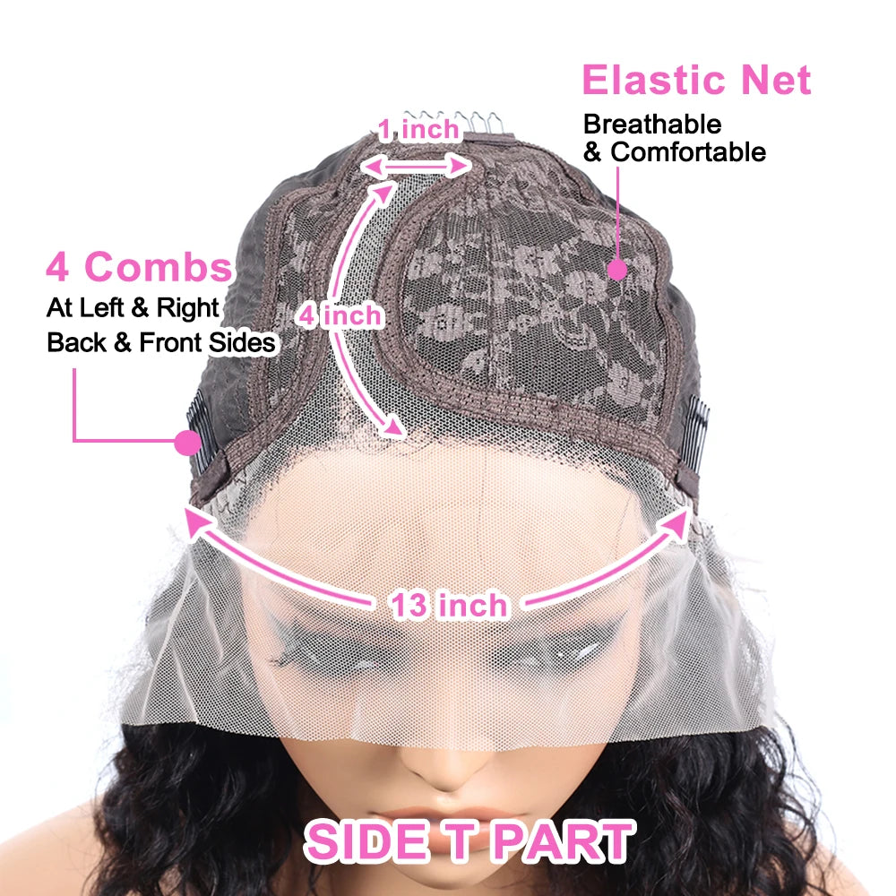 Short Curly Human Hair Bob Wig Water Lace Front Human Hair Wigs Forwomen Preplucked Brazilian Glueless 13X4 Lace Wig hair