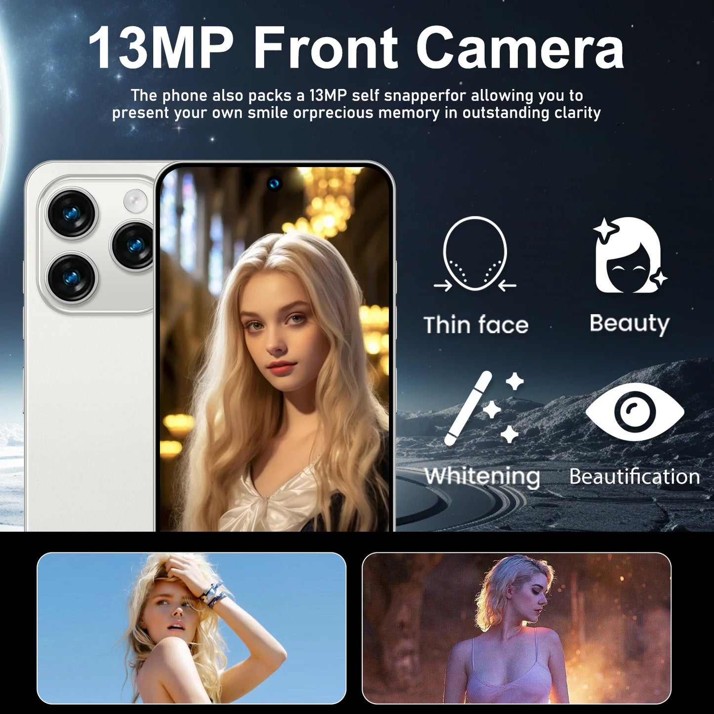 Smartphone Android Note 15 Pro 5G Phone,6000Mah,12Gb RAM 256G 512G 1TB Rom,6.8Inch,1920X1080Hd,24+48Mp,Mtk10 Core Global Vision