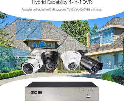 5MP Lite Home Security Camera System with 1TB Hard Drive,8Ch H.265+ CCTV Dvr,8Pcs 1080P 1920TVL Weatherproof Surveillance Cameras,80Ft Night Vision,Motion Alert,Remote Access for 24/7 Recording