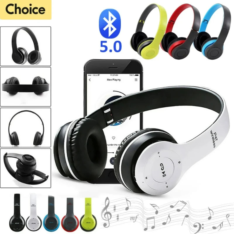 P47 Wireless Bluetooth Headphone with Microphone Foldable Headsets Bass Hifi Sound Music Stereo Earphone for Smartphones TV Game