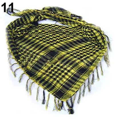 Unisex Lightweight Plaid Tassel Arab Desert Shemagh Keffiyeh Scarf Wrap Pashmina