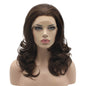 Medium Length 16Inch Ash Brown Mix Wig Heat Friendly Heavy Density Synthetic Lace Front Wig