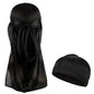 1-4Pcs New Silk Durag Bandana Turban Hat Men Breathable Long Tail Doo Rag for Men Durags Pirate Hat Headband