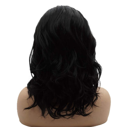 Hair Curly Short 14Inch Black Wig Heavy Density Heat Resistant Realistic Synthetic Lace Front Wigs