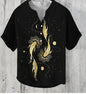 Printed V-neck Men's 3 Breasted Pullover Short Sleeve Shirt