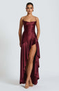 Women's Backless Ruffles Irregular Dress Summer Fashion Evening Party Club Split Suspender Maxi Dresses Clothing