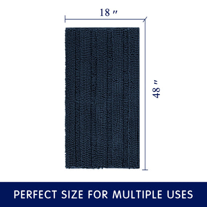 Soft 1-Piece Luxury Chenille Striped Bathroom Rug, Green, 18" X 48", Large