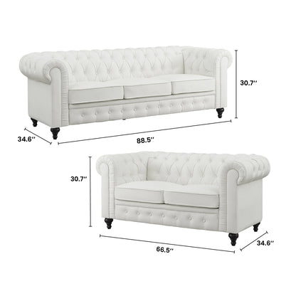 Emery 3 Seater & Loveseat Combo-Color:White