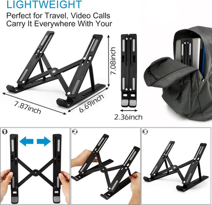 Laptop Stand for Desk,Portae Foldae Stand Sturdy Laptop Riser, Ventilated Laptop Holder Compatie 13 14 15.6 Inch Macbook Pro Air/Hp/Dell,Cooling Computer Stand Accessories ack