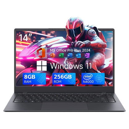 14 Inch Windows 11 Laptops New Intel Celeron N4000 up to 2.6Ghz 8GB RAM 256GB ROM Netbook Laptop Computer for Beginner, Student, Business
