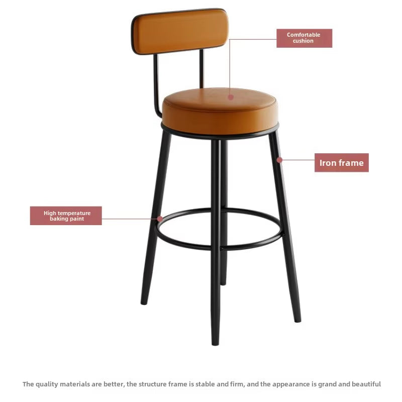 Modern Metal Bar Stools Luxury Black Leather Dining Room Chairs High-Quality Barstools Home Decoration Furniture for Living Room