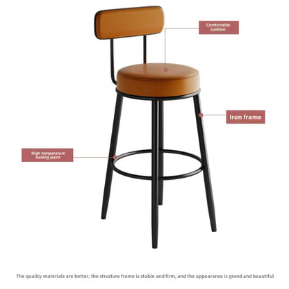 Modern Metal Bar Stools Luxury Black Leather Dining Room Chairs High-Quality Barstools Home Decoration Furniture for Living Room